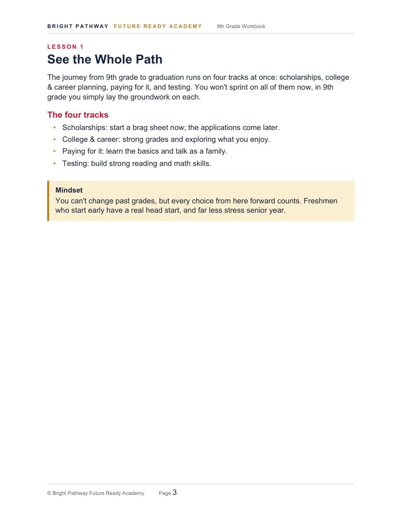 Your grade roadmap — real page from the member library